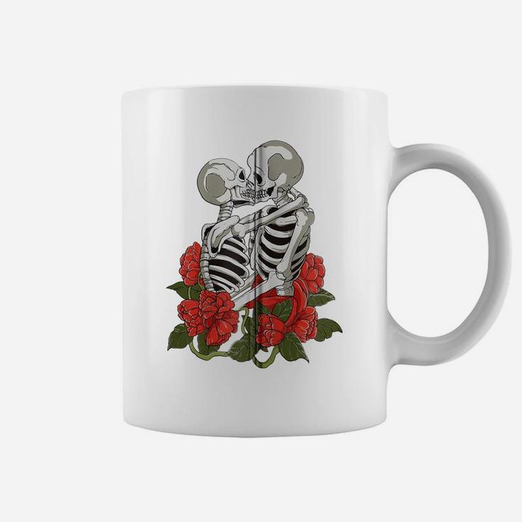 Kissing Skulls Skeletons Red Roses Flowers Death Goth Zip Hoodie Coffee Mug