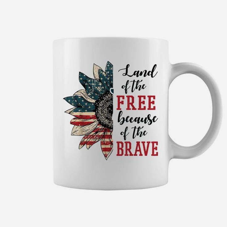 Land Of The Free Because Of The Brave Patriotic Flower Coffee Mug