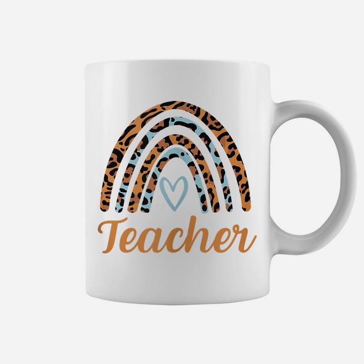 Leopard Boho Rainbow Teacher Love Women Coffee Mug