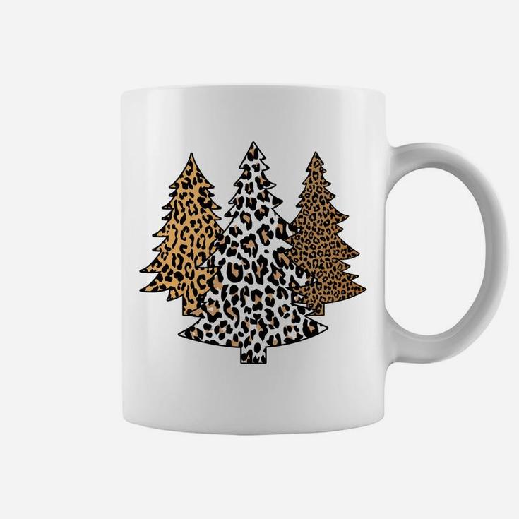 Leopard Christmas Trees Cheetah Animal Print Holiday Coffee Mug