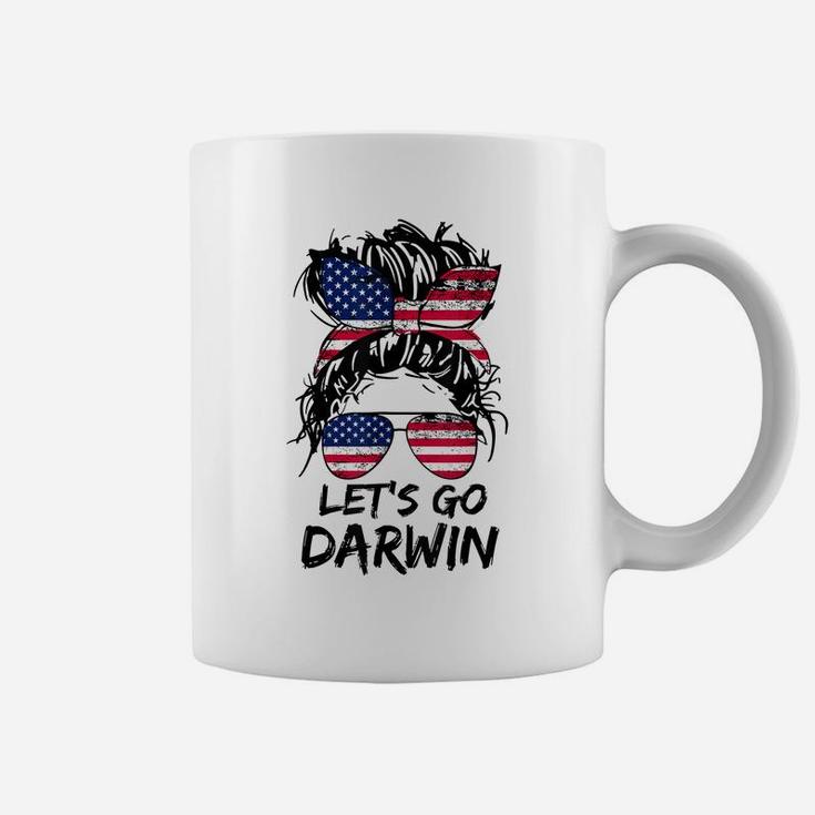 Lets Go Darwin, Let’S Go Darwin Messy Bun America Flag Coffee Mug