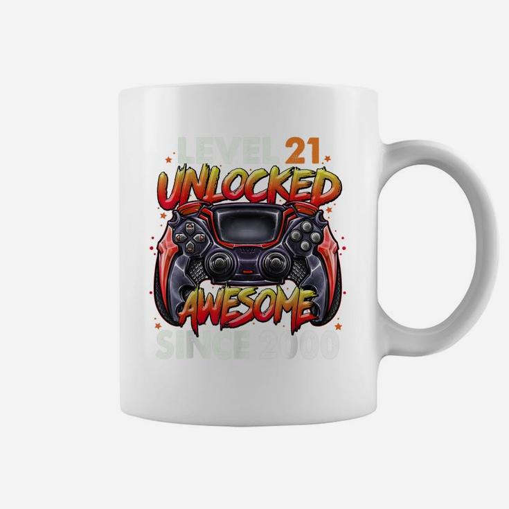 Level 21 Unlocked Awesome Since 2000 21St Birthday Gaming Coffee Mug