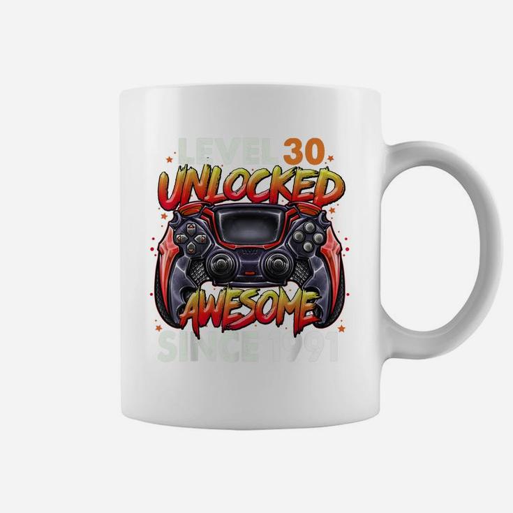 Level 30 Unlocked Awesome Since 1991 30Th Birthday Gaming Coffee Mug