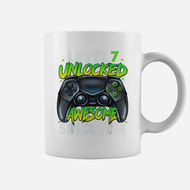 Level 7 Unlocked Awesome Since 2014 7Th Birthday Gaming Coffee Mug