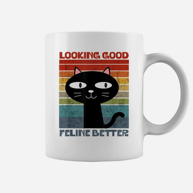 Looking Good Feline Better Cool Retro Cat Lovers Kitty Pet Coffee Mug