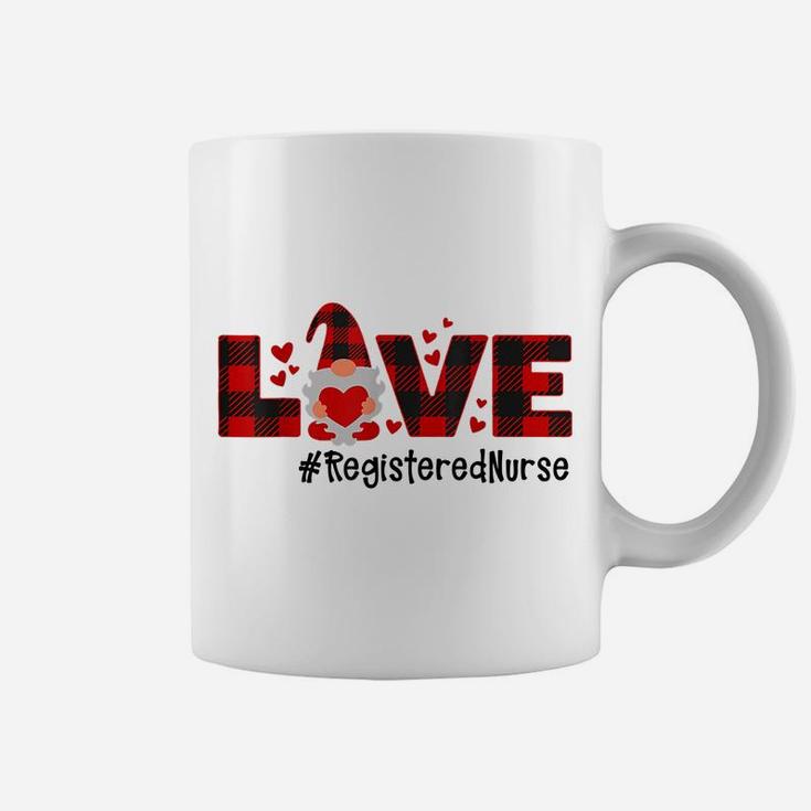 Love Registered Nurse Gnome Flannel Valentine's Day Coffee Mug