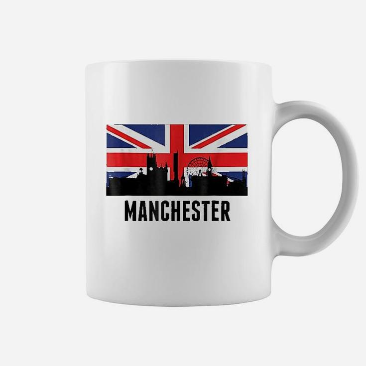 Manchester England Cityscape Skyline British Flag Coffee Mug