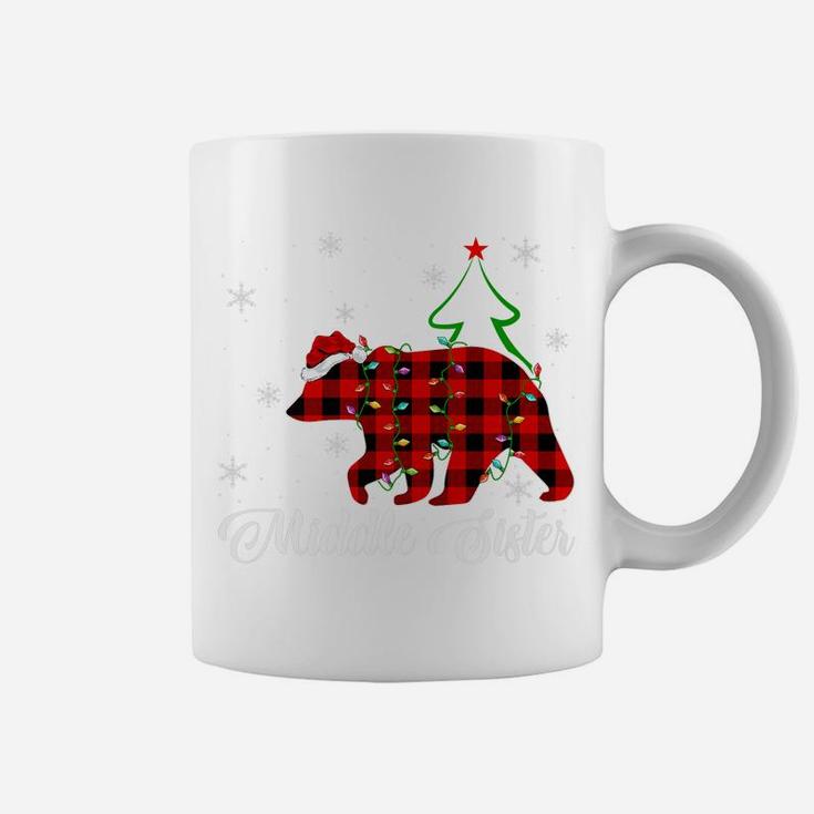 Matching Buffalo Plaid Christmas Middle Sister Bear Pajama Coffee Mug