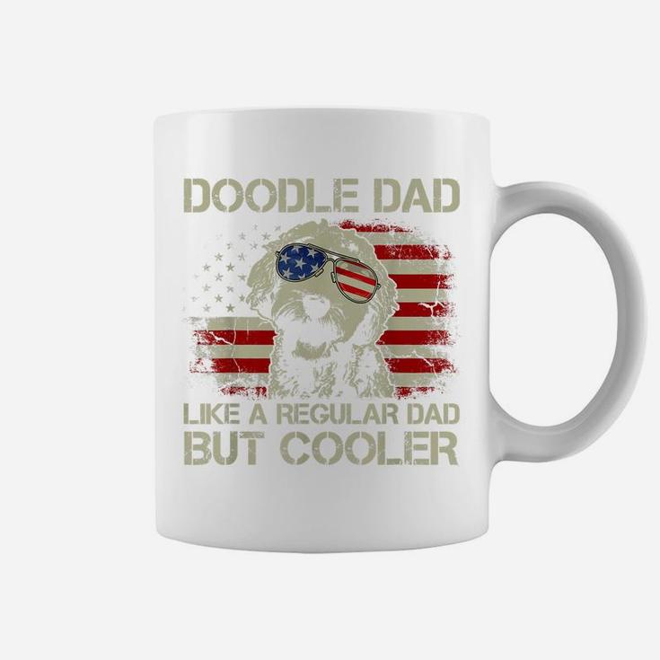 Mens Doodle Dad Goldendoodle Regular Dad But Cooler American Flag Coffee Mug
