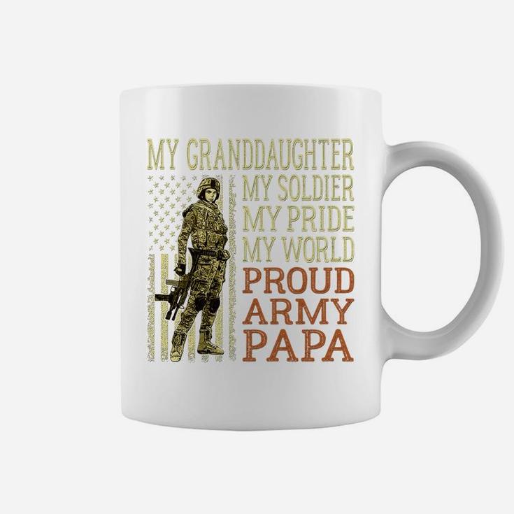 Mens My Granddaughter My Soldier Hero - Proud Army Papa | Grandpa Coffee Mug