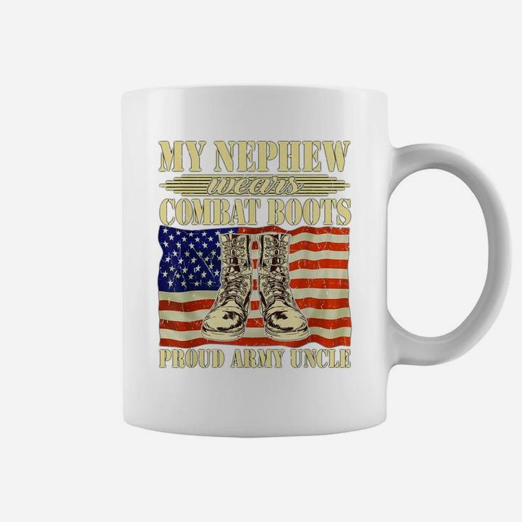 Mens My Nephew Wears Combat Boots Military Proud Army Uncle Gift Coffee Mug