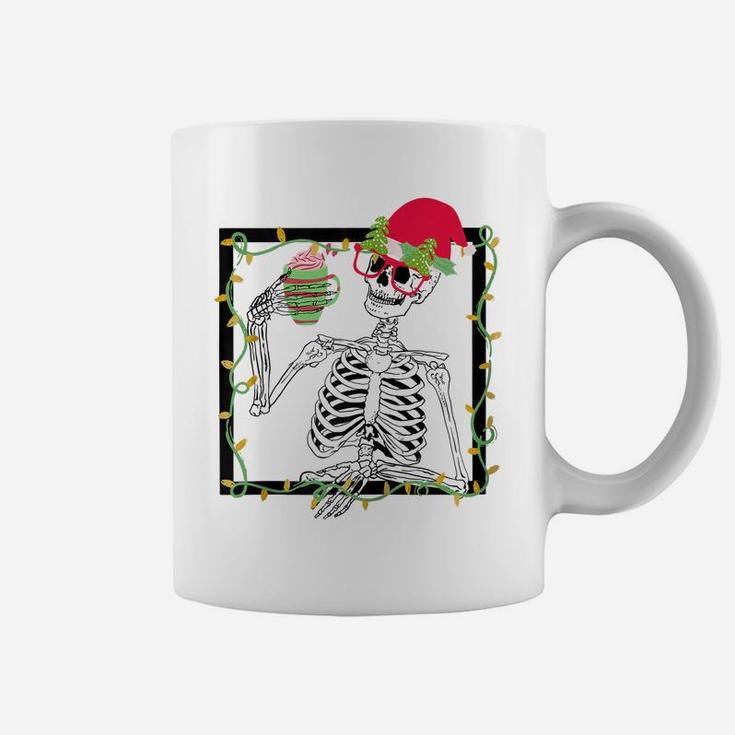 Merry Christmas Funny Santa Hat Christmas Drink Skeleton Zip Hoodie Coffee Mug