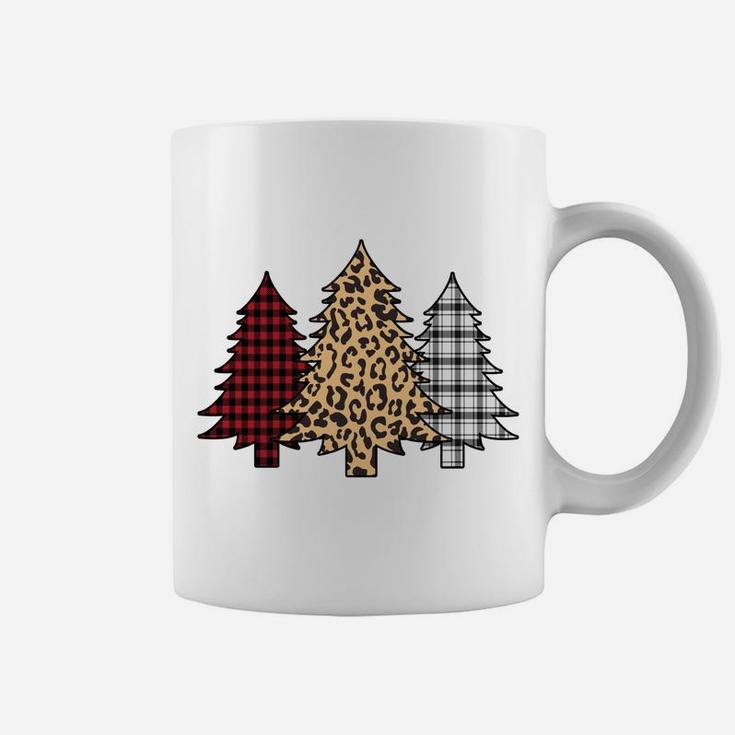 Merry Christmas Trees Leopard Buffalo Plaid Animal Print Coffee Mug