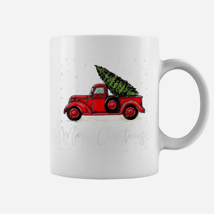 Merry Christmas Truck Red With Tree Xmas Pajama Funny Coffee Mug