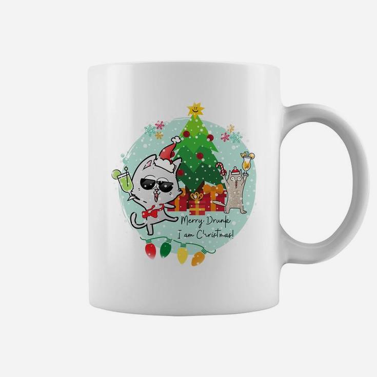 Merry Drunk I'm Christmas - Funny Drinking Cats Party Sweatshirt Coffee Mug
