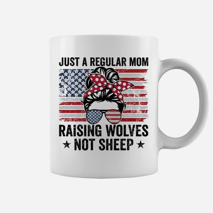 Messy Bun Just A Regular Mom Raising Wolves Not Sheep Women Coffee Mug