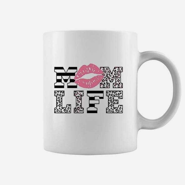Mom Life Women Leopard Lips Coffee Mug