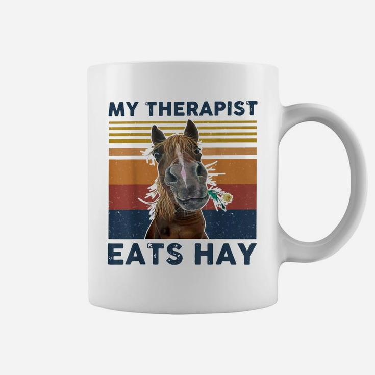 My Therapist Eats Hay Horse Flower Vintage Coffee Mug