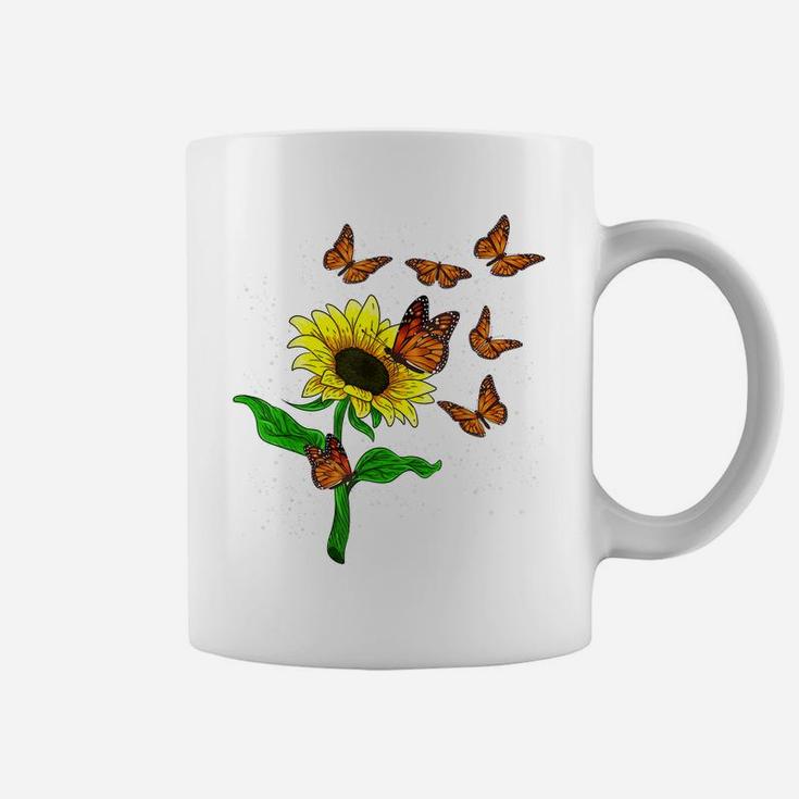 Nature Yellow Flower Blossom Butterfly Floral Sunflower Coffee Mug