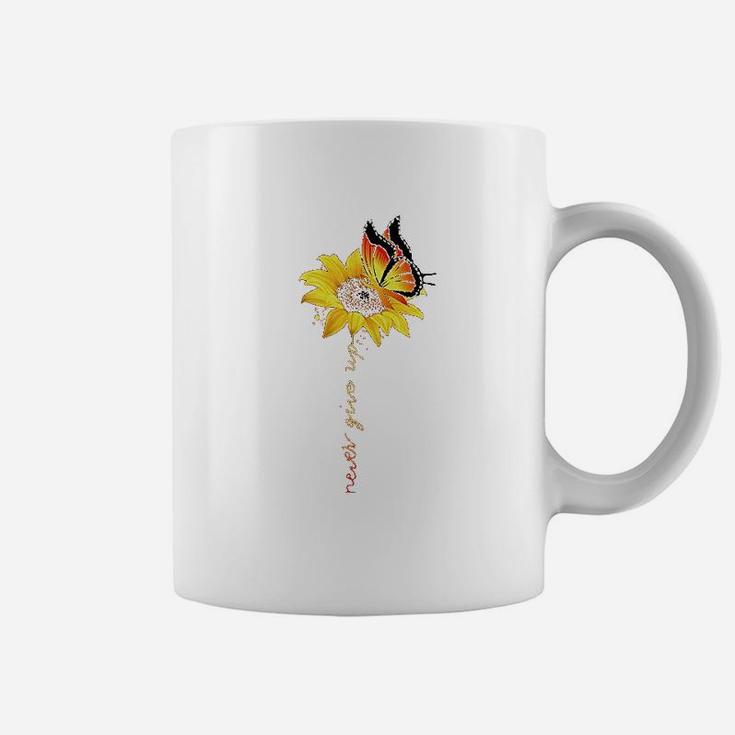 Never Give Up Sunflower Coffee Mug