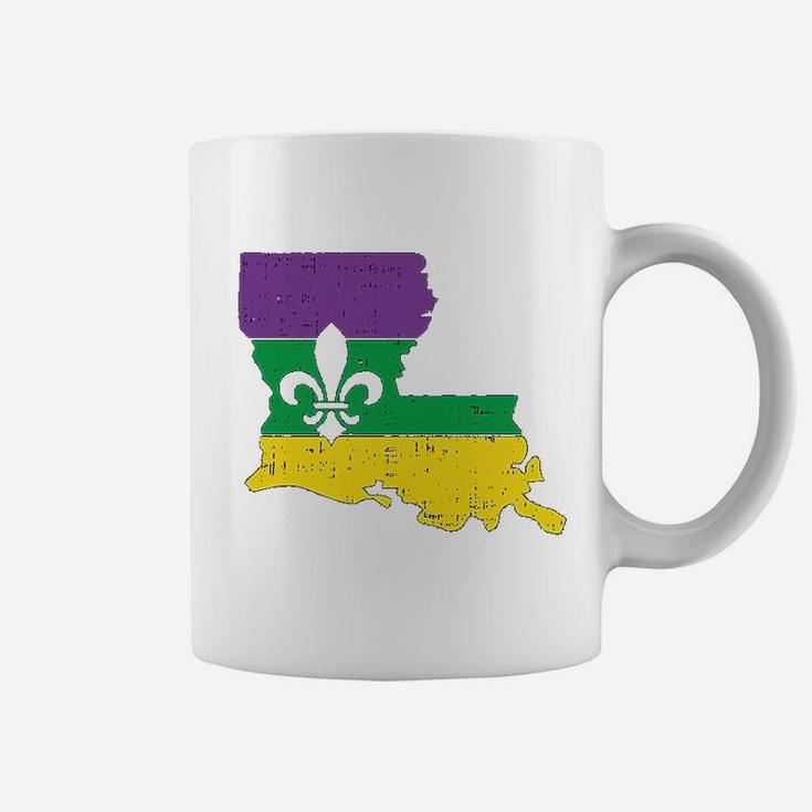 New Orleans Louisiana Map Jester Funny Mardi Gras Carnival Coffee Mug