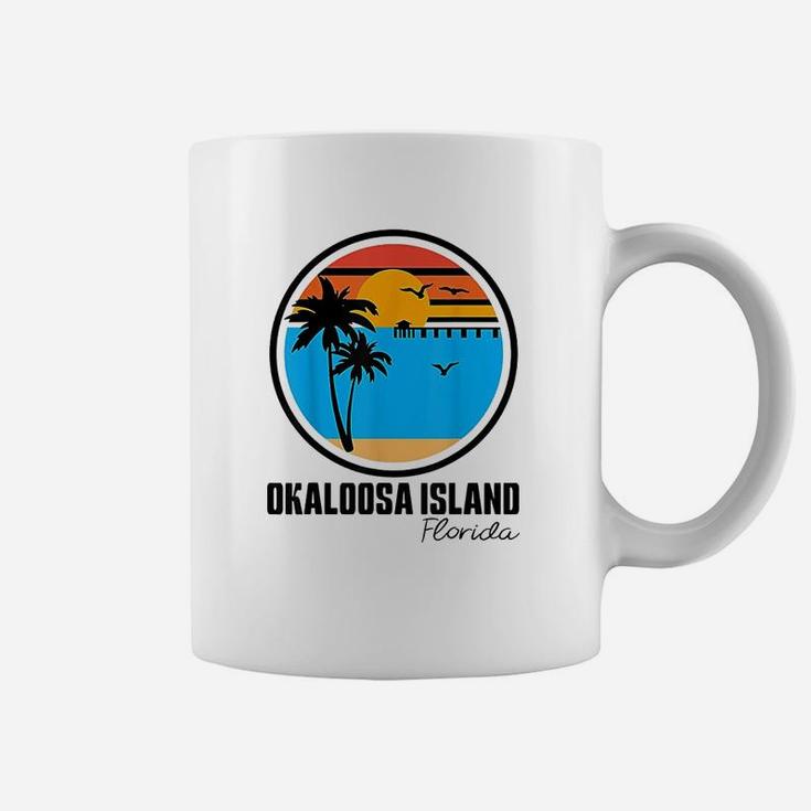 Okaloosa Island Florida Sunset Ocean Palm Tree Fishing Pier Coffee Mug