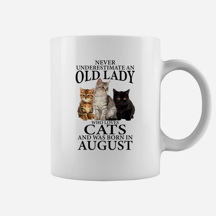 Old Lady Who Loves Cat And Was Born In August Funny Gift Coffee Mug