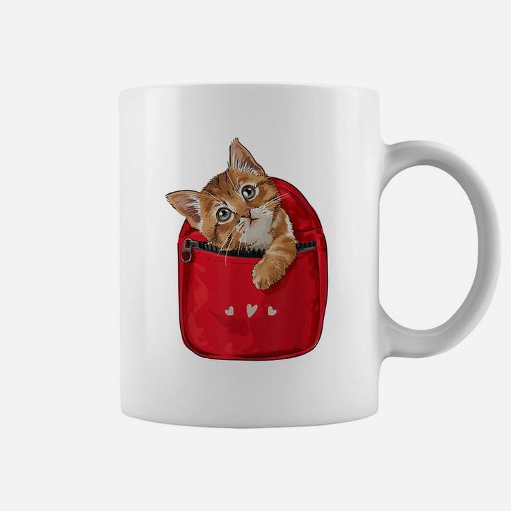 Orange Cat In Pocket Bag, Cute Kitten Coffee Mug