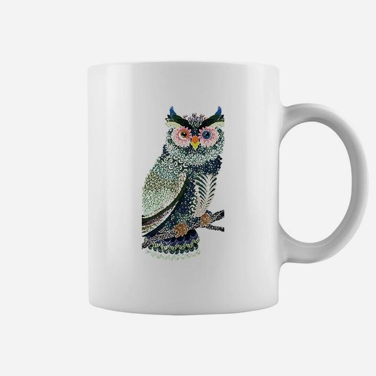 Owl Floral Folk Art Coffee Mug