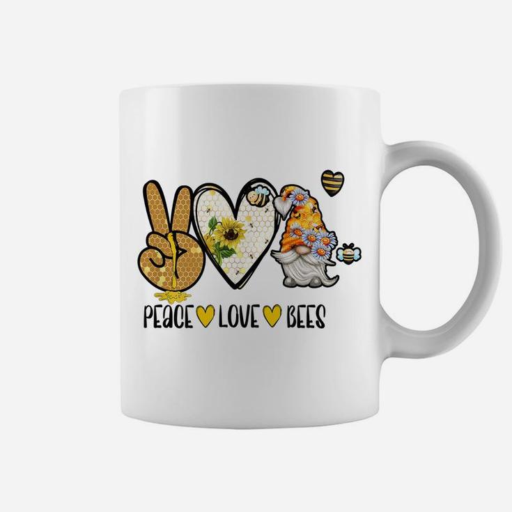 Peace Love Bees Gnome Sunflower Honey Graphic Tees Coffee Mug