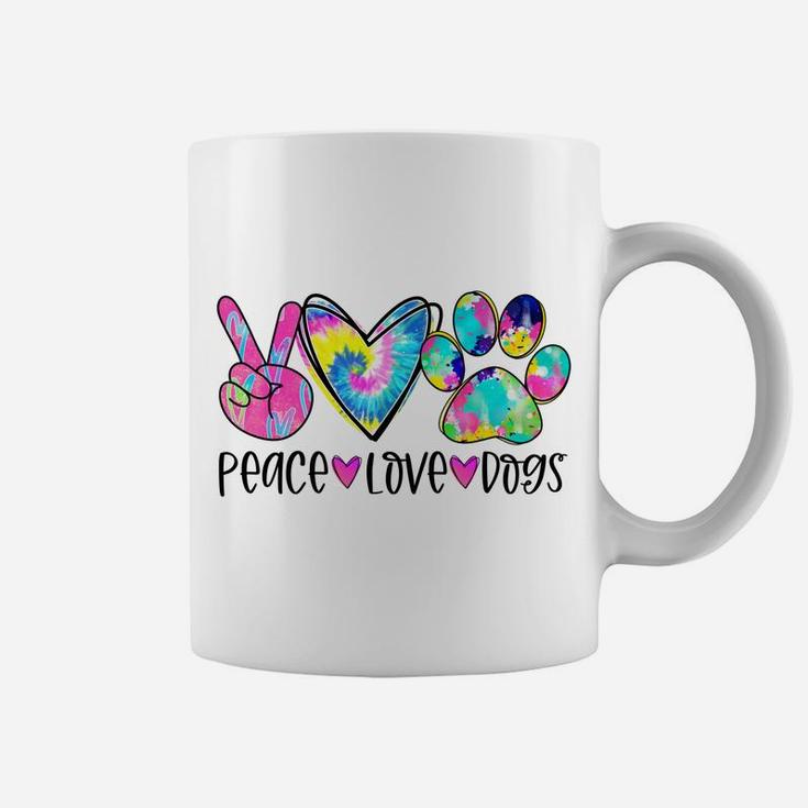 Peace Love Dogs Tie Dye Dog Paw Funny Dog Mom Dog Lover Coffee Mug