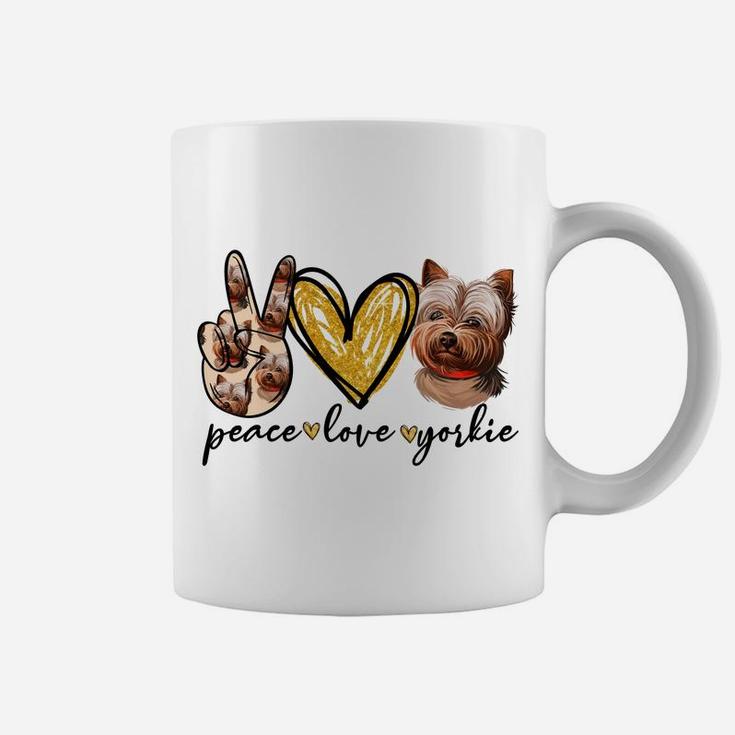 Peace Love Yorkie Dog Lovers Yorkshire Terrier Dad Mom Gift Coffee Mug