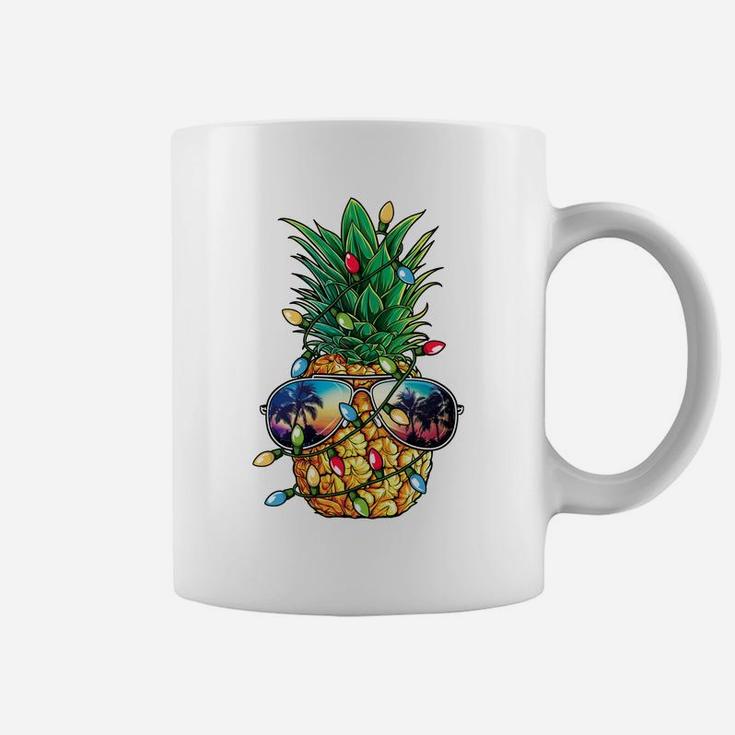 Pineapple Christmas Tree Lights Xmas Men Gifts Sunglasses Sweatshirt Coffee Mug