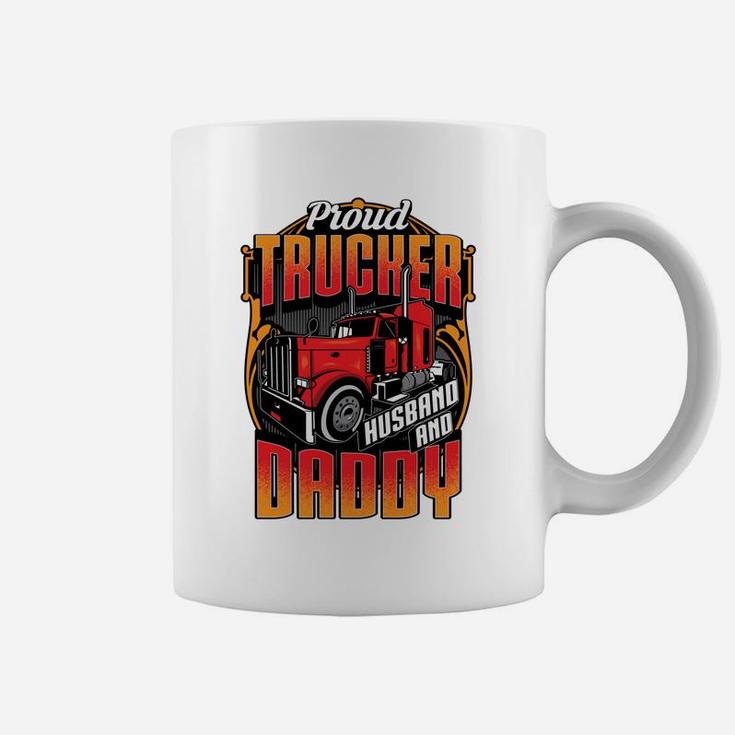 Proud Trucker Husband Daddy Graphic For Truck Drivers Gift Coffee Mug