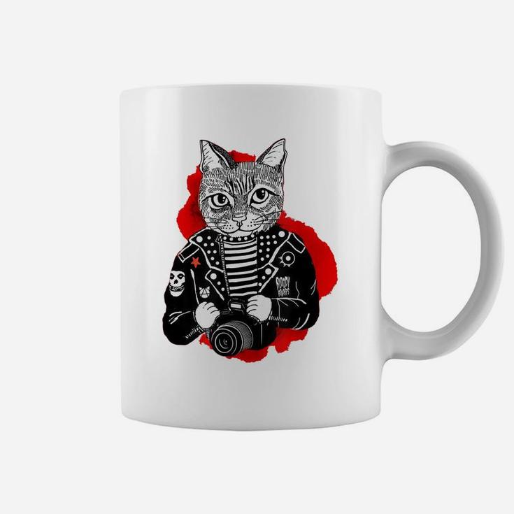 Punk Rock Cat Print For Cat Lovers - Dad's Mom's Gift Tee Coffee Mug