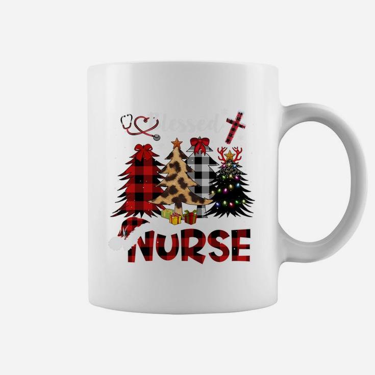 Red Buffalo Plaid Leopard Nurse Christmas Blessed Nurse Xmas Sweatshirt Coffee Mug
