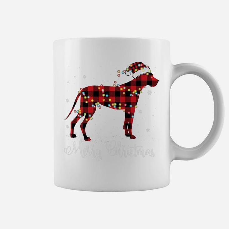 Red Plaid Buffalo Great Dane Merry Christmas Pajamas Coffee Mug