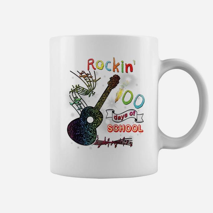 Rockin' 100 Days Of School Guitar Student Music Teacher Gift Raglan Baseball Tee Coffee Mug