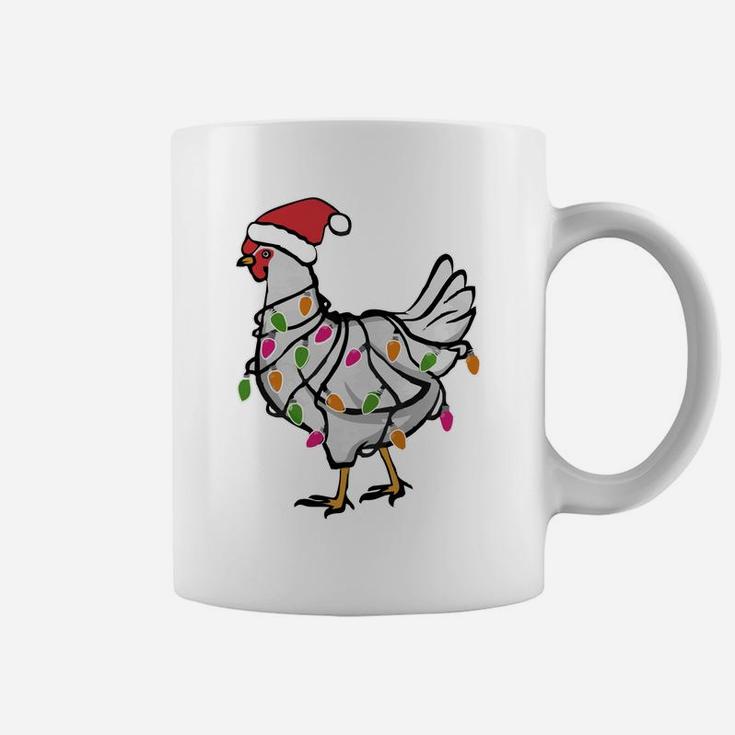 Santa Chicken Christmas Twinkling Lights Funny Chicken Lover Coffee Mug