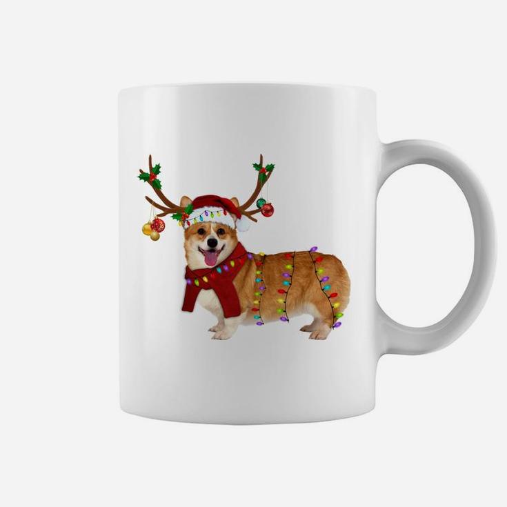 Santa Corgi Reindeer Light Christmas Gifts Sweatshirt Coffee Mug