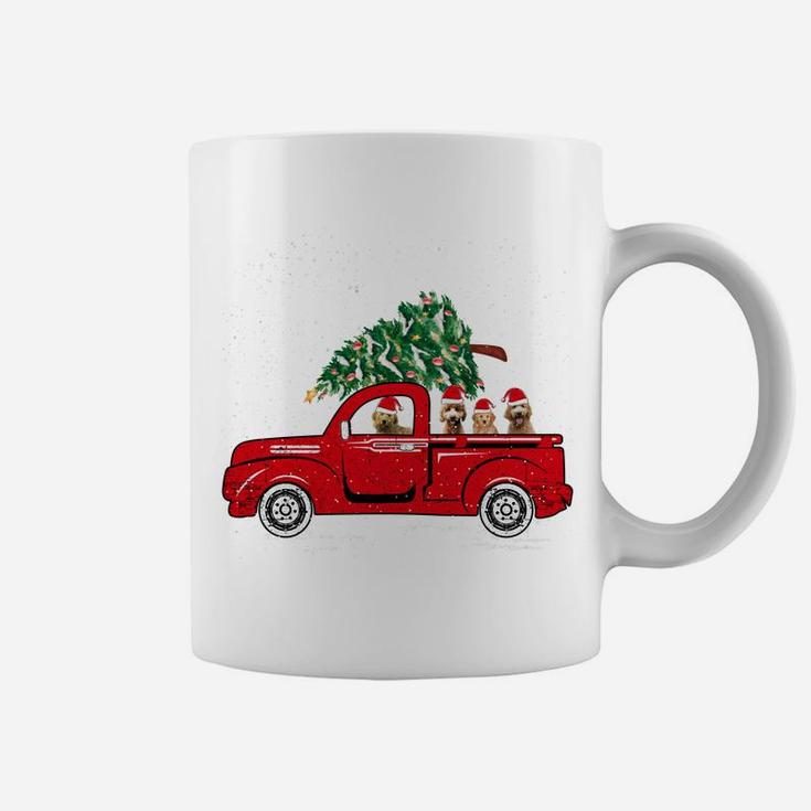 Santa Goldendoodle Riding Red Truck Dog Merry Christmas Gift Coffee Mug