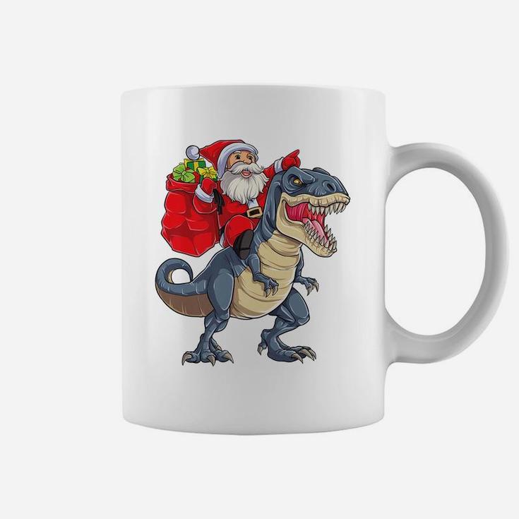 Santa Riding Dinosaur T Rex Christmas Gifts Boys Men Xmas Coffee Mug