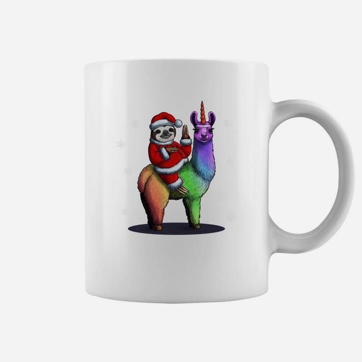 Santa Sloth Riding Llama Unicorn Christmas Gift Sweatshirt Coffee Mug