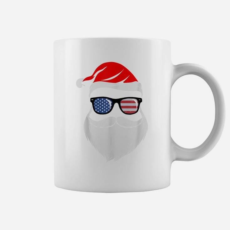 Santa With American Sunglasses Christmas Pajamas For Family Coffee Mug