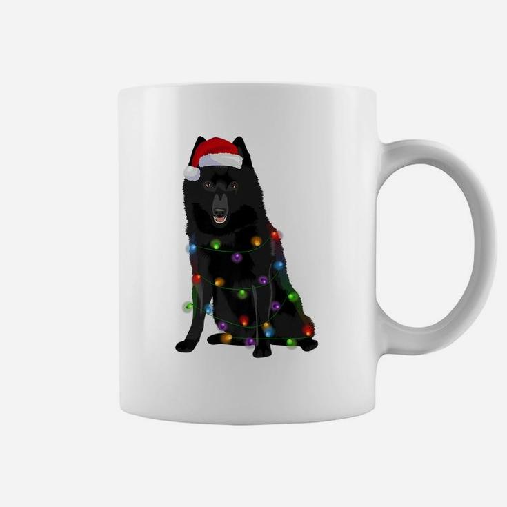 Schipperke Christmas Lights Xmas Dog Lover Santa Hat Coffee Mug