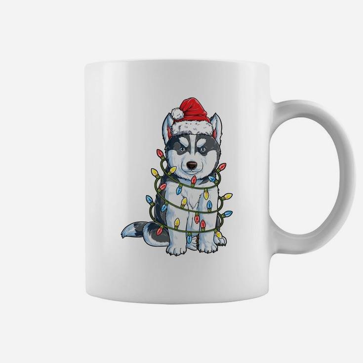 Siberian Husky Santa Christmas Tree Lights Xmas Gifts Boys Sweatshirt Coffee Mug