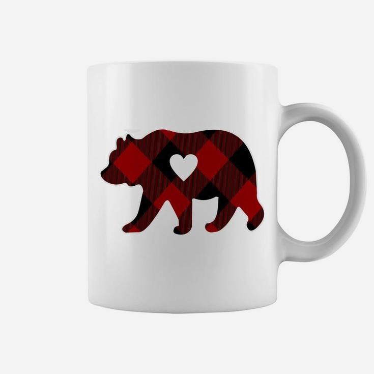 Sister Bear Christmas Buffalo Plaid Red White & Black Gift Coffee Mug