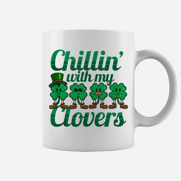 St Patricks Day Chillin With My Clovers Kids Lucky Shamrock Coffee Mug