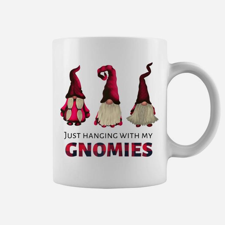 Three Gnomes - Just Hanging With My Gnomies Buffalo Plaid Raglan Baseball Tee Coffee Mug