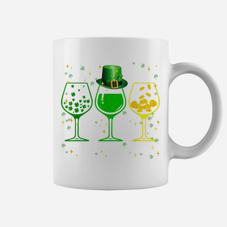 Three Wine Glasses Clover Shamrock St Patrick Day Irish Gift Coffee Mug